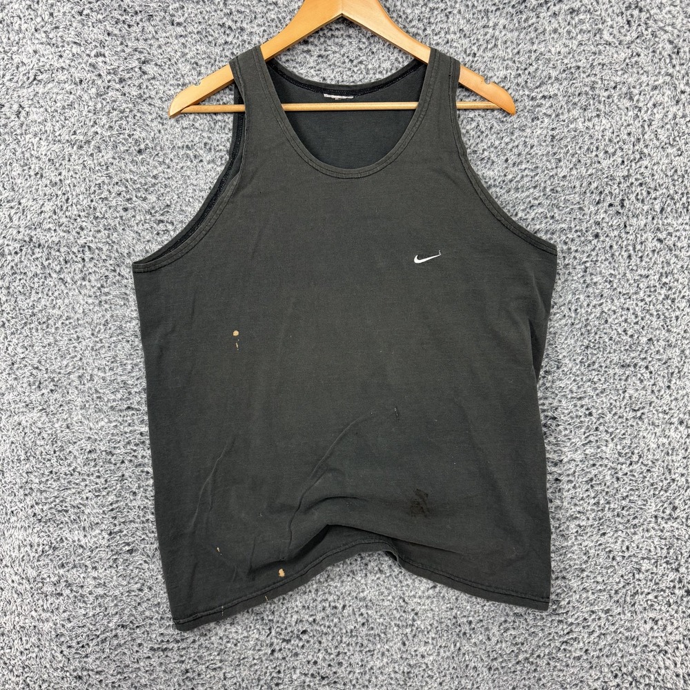 Vintage Nike Shirt Mens Large Black Sleeveless Tank Top Logo Faded Y2K 90s